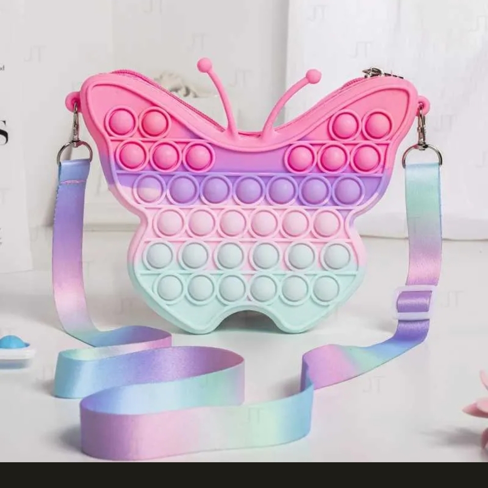 Colorful Butterfly Pop It Bag for Kids